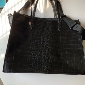 Beis Black Croc Work Tote